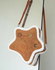 Suede Badge Five-pointed Star Backpack Vintage Furry Shoulder Bag