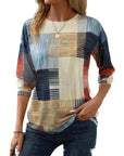 Women's Printed Round Neck Long Sleeve Top
