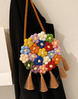 Ethnic Fluffy Bag For Women, 2025 New Fashion Trend, Floral Small Round Bag, Stylish And Versatile, Can Be Worn On One Shoulder Or Cross-body