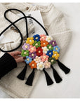 Ethnic Fluffy Bag For Women, 2025 New Fashion Trend, Floral Small Round Bag, Stylish And Versatile, Can Be Worn On One Shoulder Or Cross-body