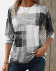 Women's Printed Round Neck Long Sleeve Top