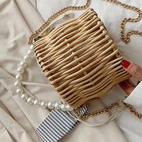 Elena Pearl Rattan Bag