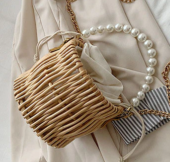 Elena Pearl Rattan Bag