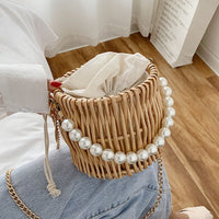 Elena Pearl Rattan Bag