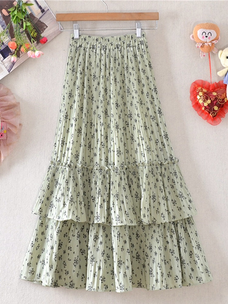 Flora's Dream Pleated Midi Skirt