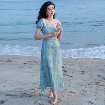 Goddess of Ocean Blue Midi Dress