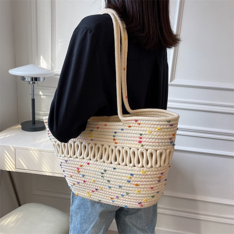 Summer Beach Woven Tote Bag