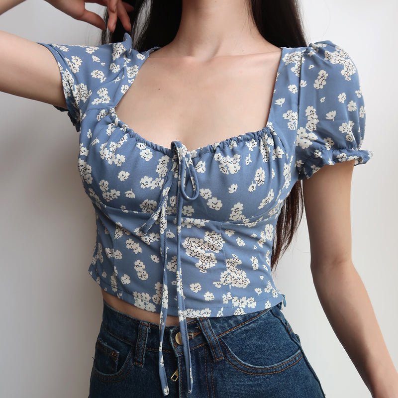 Passion For Spring Blue Crop Blouse