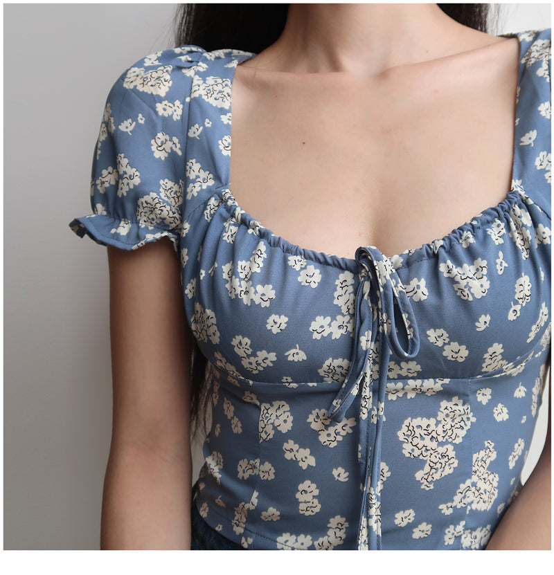 Passion For Spring Blue Crop Blouse