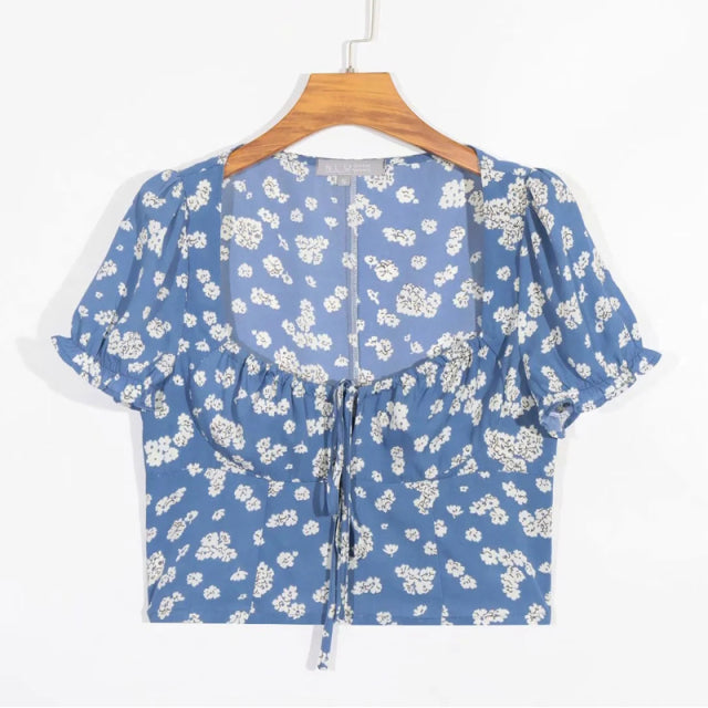 Passion For Spring Blue Crop Blouse