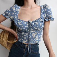 Passion For Spring Blue Crop Blouse