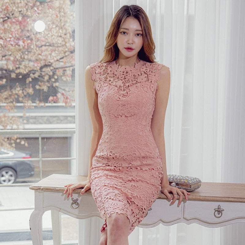 You Are The One Pink Crochet Dress