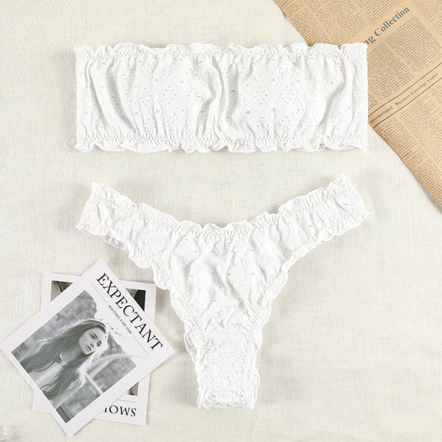 My Goddess White Bandeau Bikinis Set