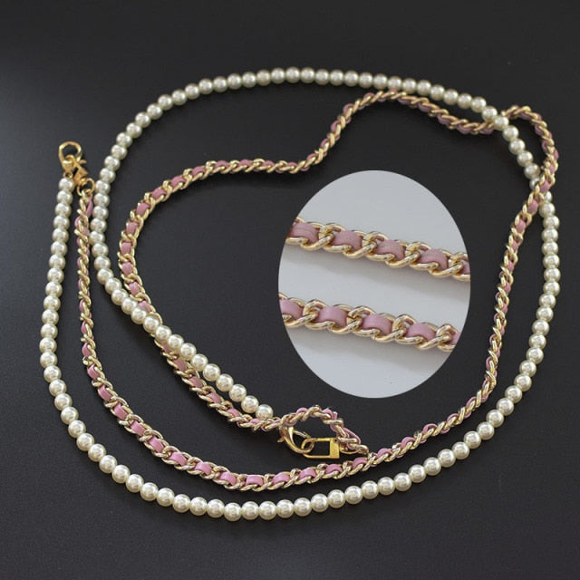 Bag Strap Sets: Pearl & Metal Chain